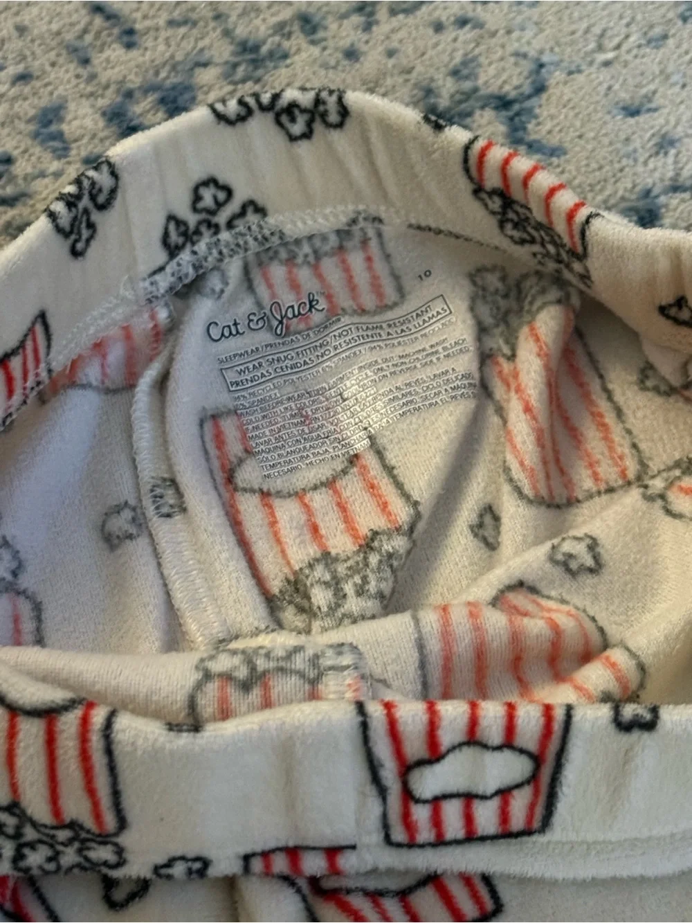 Cat & Jack White Kids Pajama Bottoms with Pink Popcorn Print